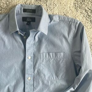 Nordstrom Kids Light Blue Patterned Button Down Dress Shirt Sz 16 Formal Collar